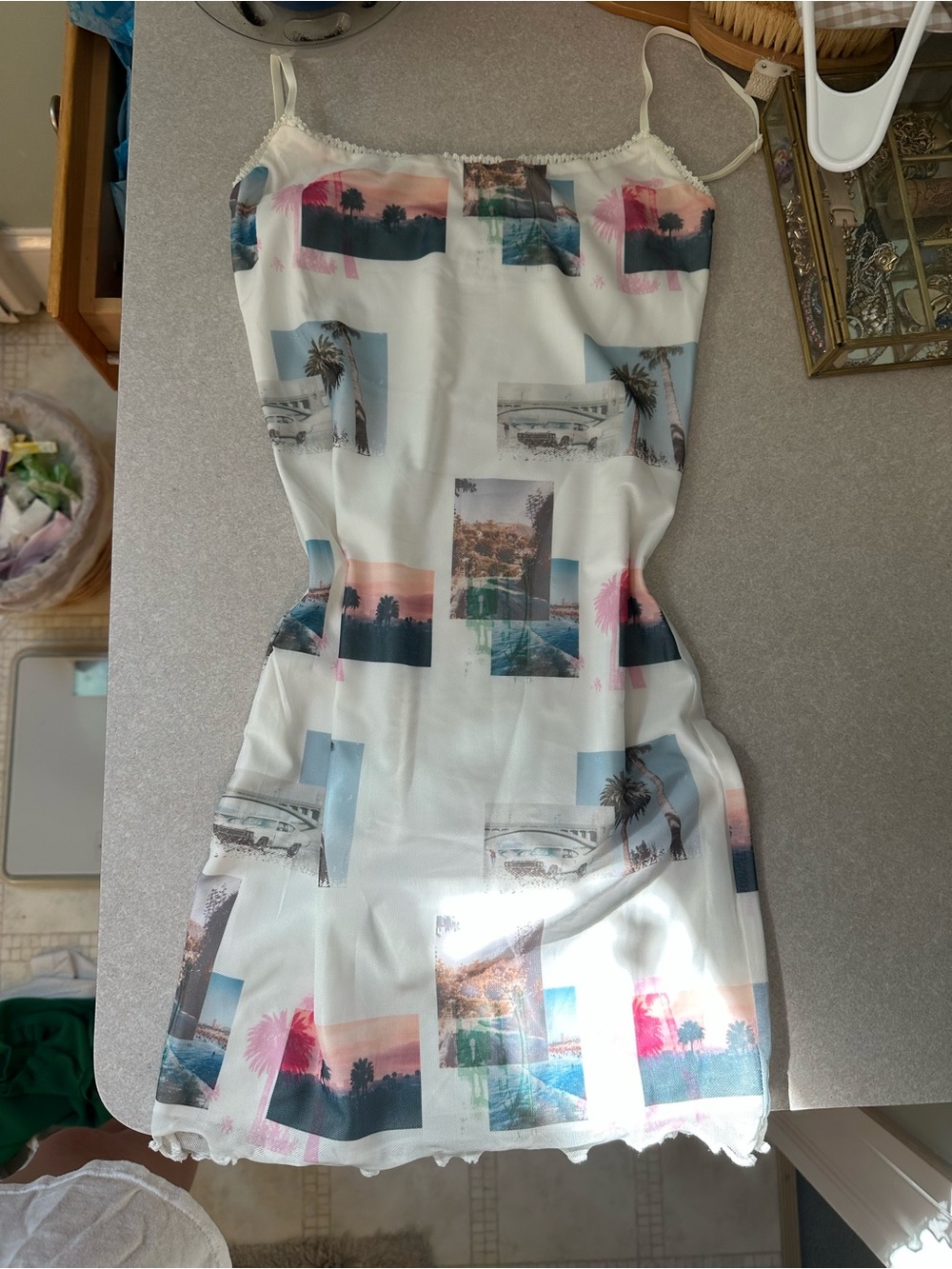 Princess Polly White Slip Dress with Pink & Blue Photo Blocks
